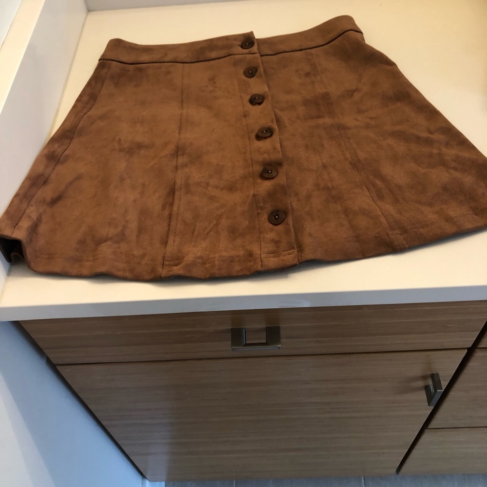 Faux suede mini circle/skater skirt